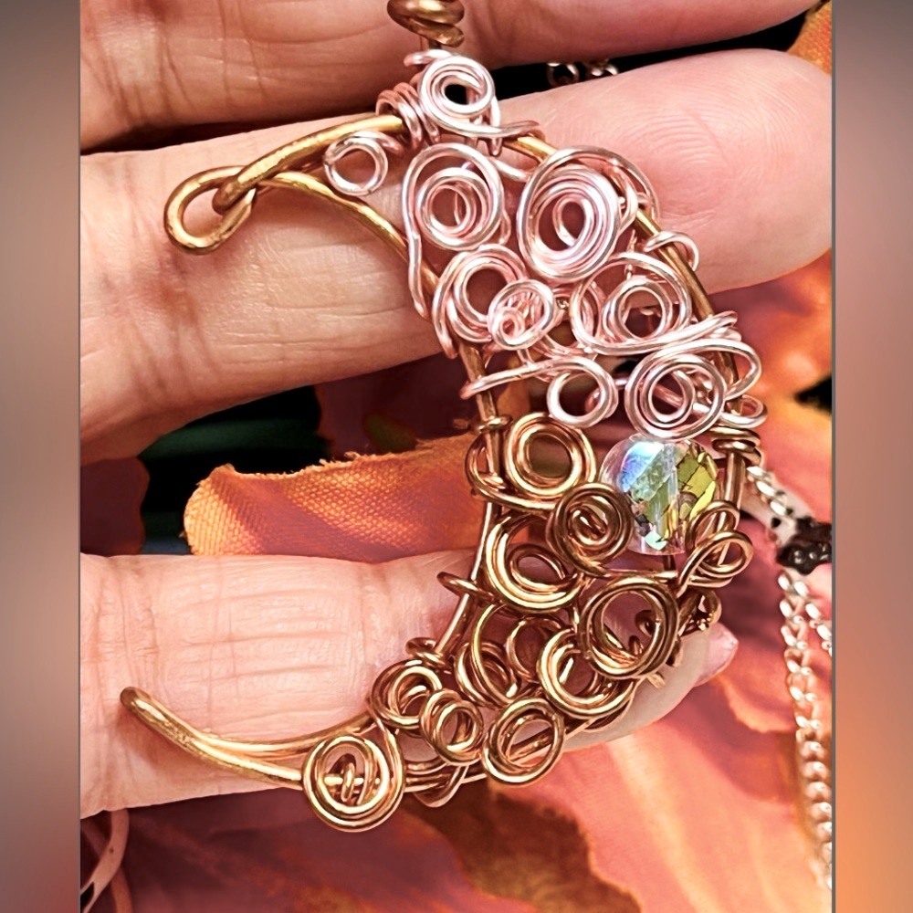 Elegant Gold and Pink Wire Wrapped Jewelry